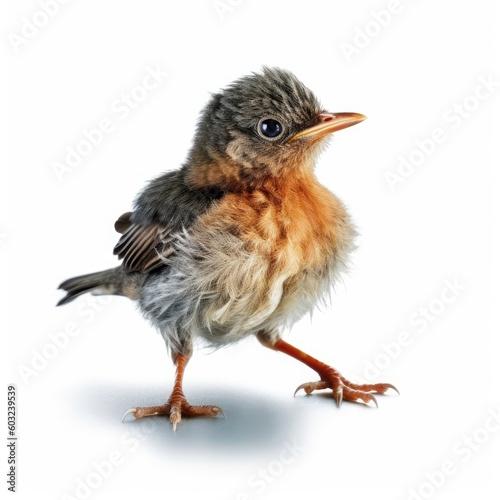 Baby Bird isolated on white (generative AI)