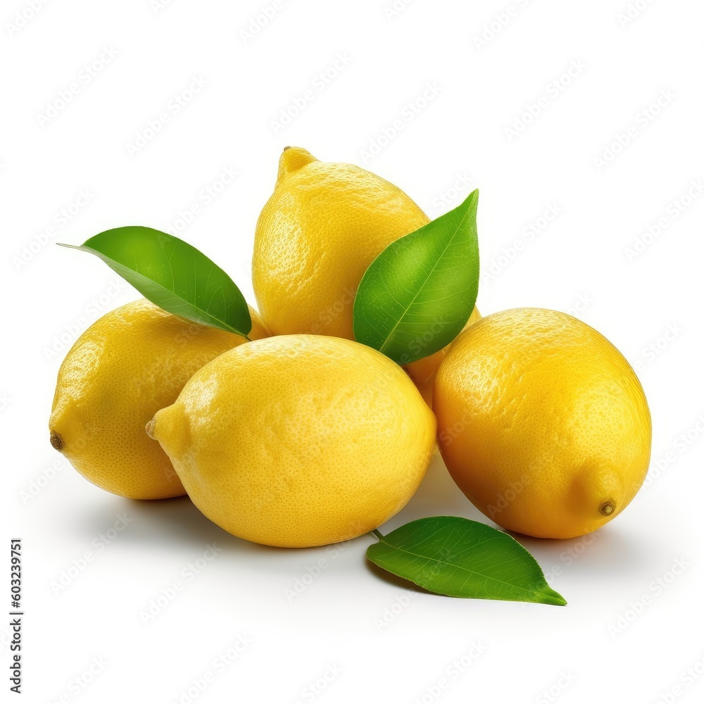 Lemons isolated on white background (generative AI)