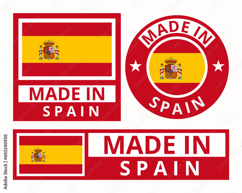 Vector set made in Spain design product labels business icons illustration