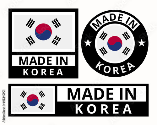 Vector set made in Korea design product labels business icons illustration