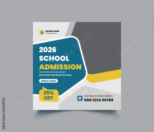 School Admission Social Media Post Banner Template