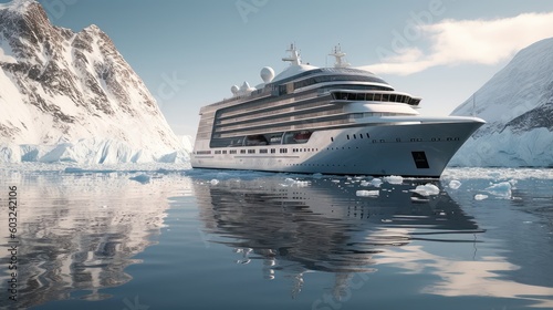 Arctic Serenity: Opulent Cruise Ship amidst Frozen Majesty 2. Generative AI © NormanBalberan
