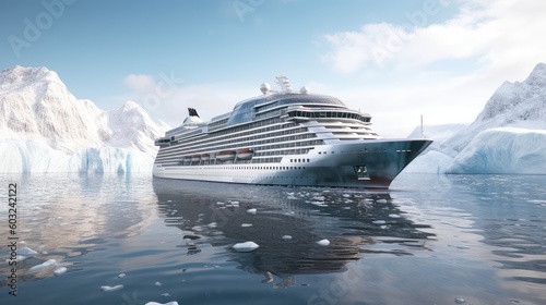 Arctic Serenity: Opulent Cruise Ship amidst Frozen Majesty 1. Generative AI © NormanBalberan