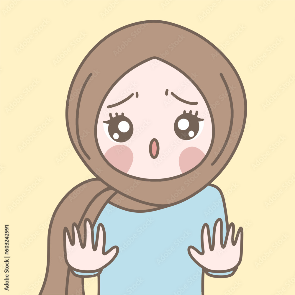 hijab girl with confused face raising hand , muslim girl is confused hijab girl with confused face raising hand , muslim girl is confused
