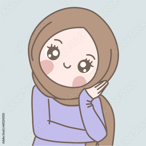 hijab girl is waiting, muslim girl is patiently waiting