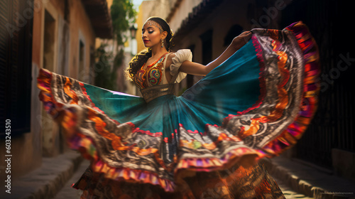 Latin american, mexican folklore, traditional, regional dancer. ai generative