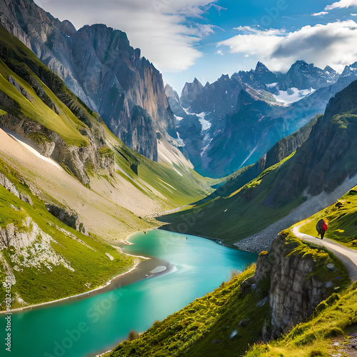 lake and mountains