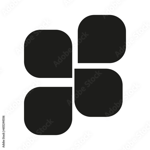 Abstract geometric shape, icon with corner effect. Vector illustration.