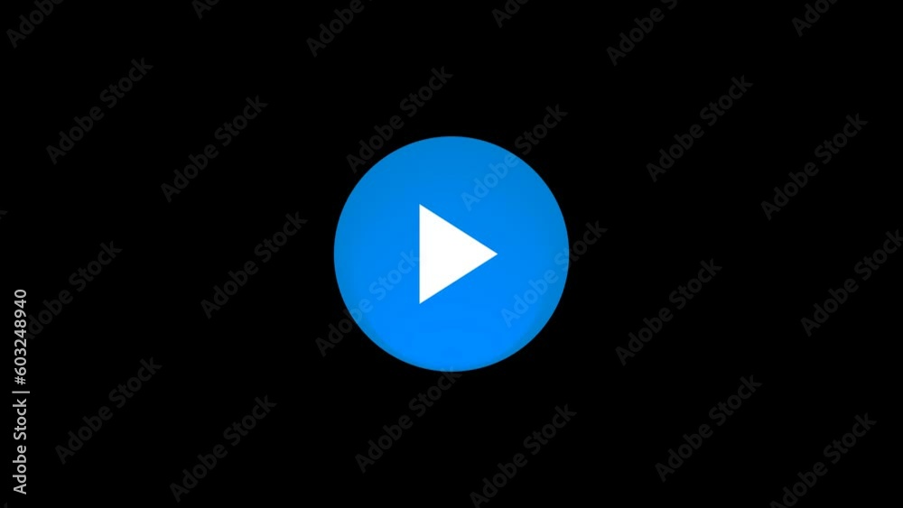 Play button. Blue color. Alpha channel.