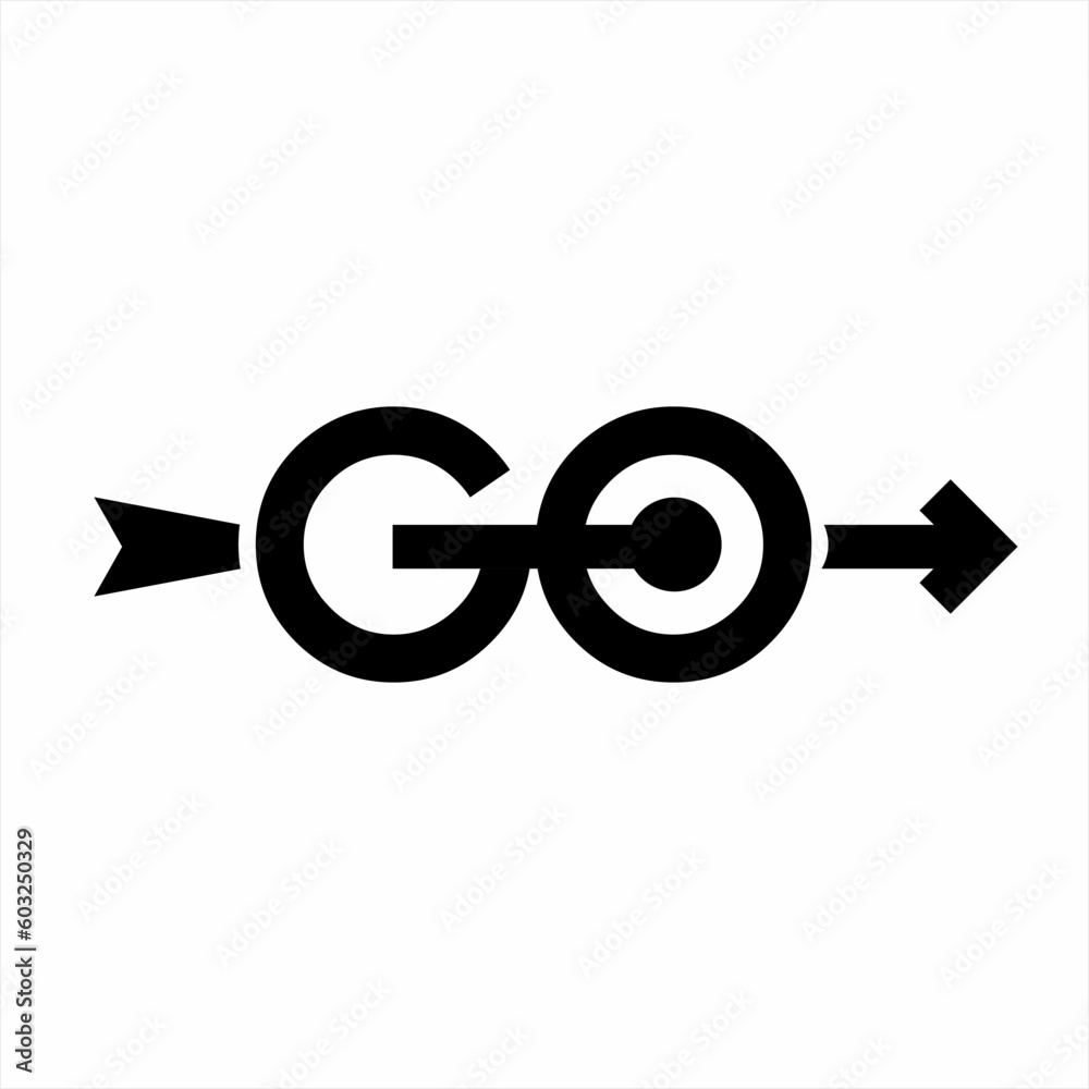 GO word template with arrow sign. GO word template with arrow sign.