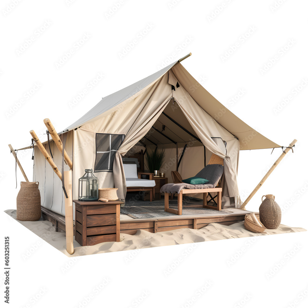 Fototapeta premium Tent glamping house exterior view