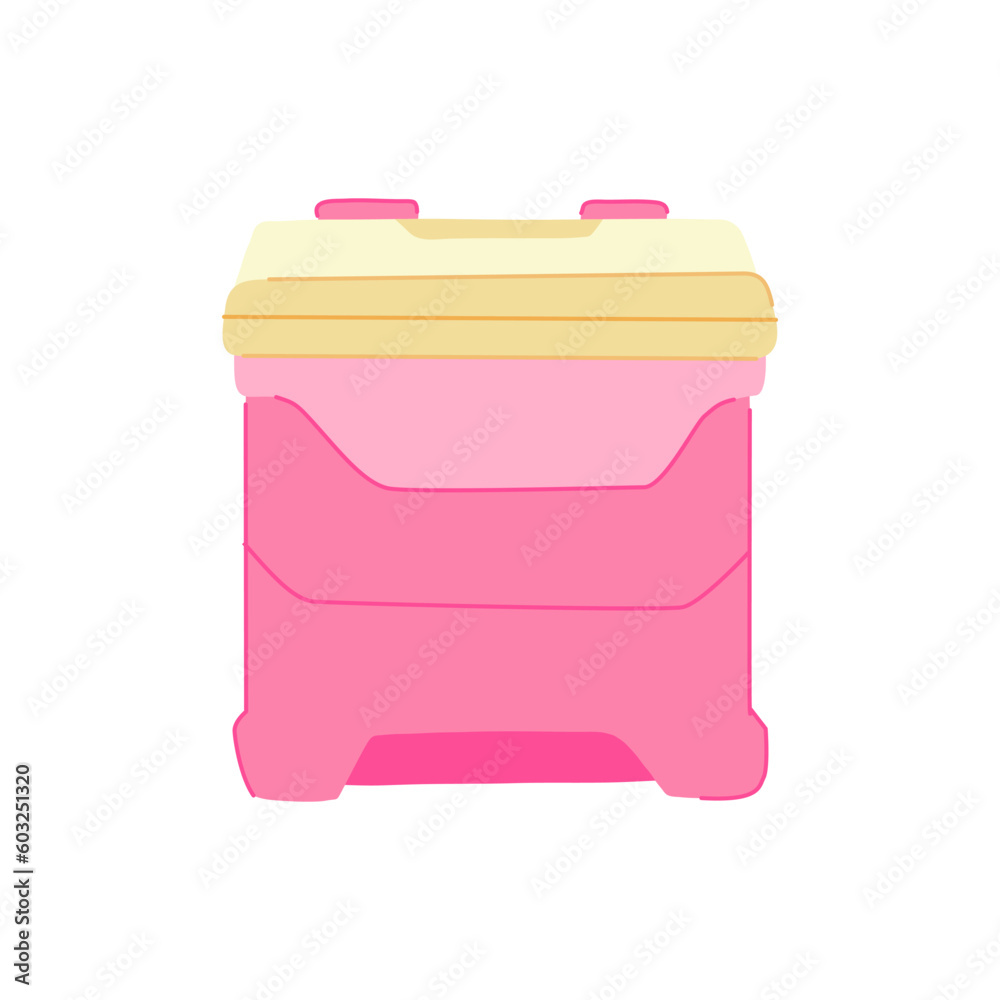 beverage cooler box cartoon. picnic camping, blue refrigerator beverage cooler box sign. isolated symbol vector illustration