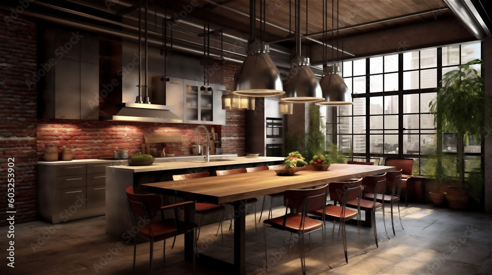 Generative AI, Modern Industrial Kitchen Generative AI, Modern Industrial Kitchen