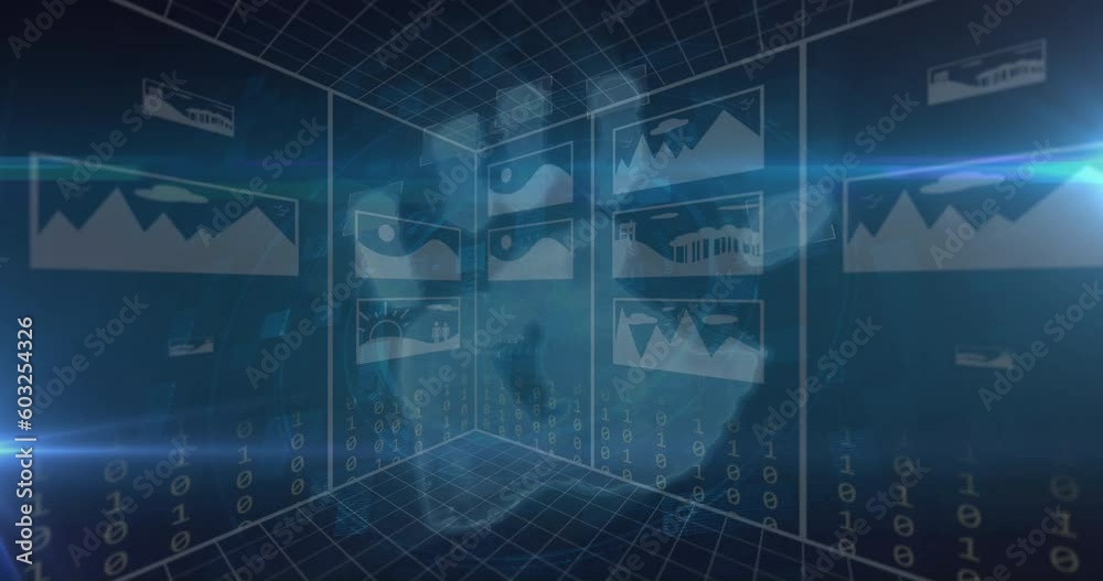 Animation of ai text and icon, data processing over computer server Animation of ai text and icon, data processing over computer server