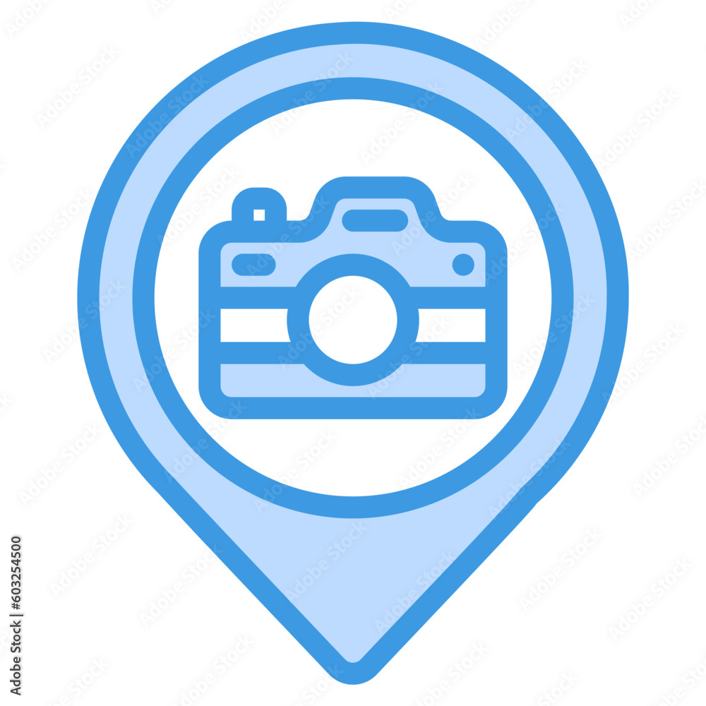 Photo studio location icon in blue style, use for website mobile app presentation Photo studio location icon in blue style, use for website mobile app presentation
