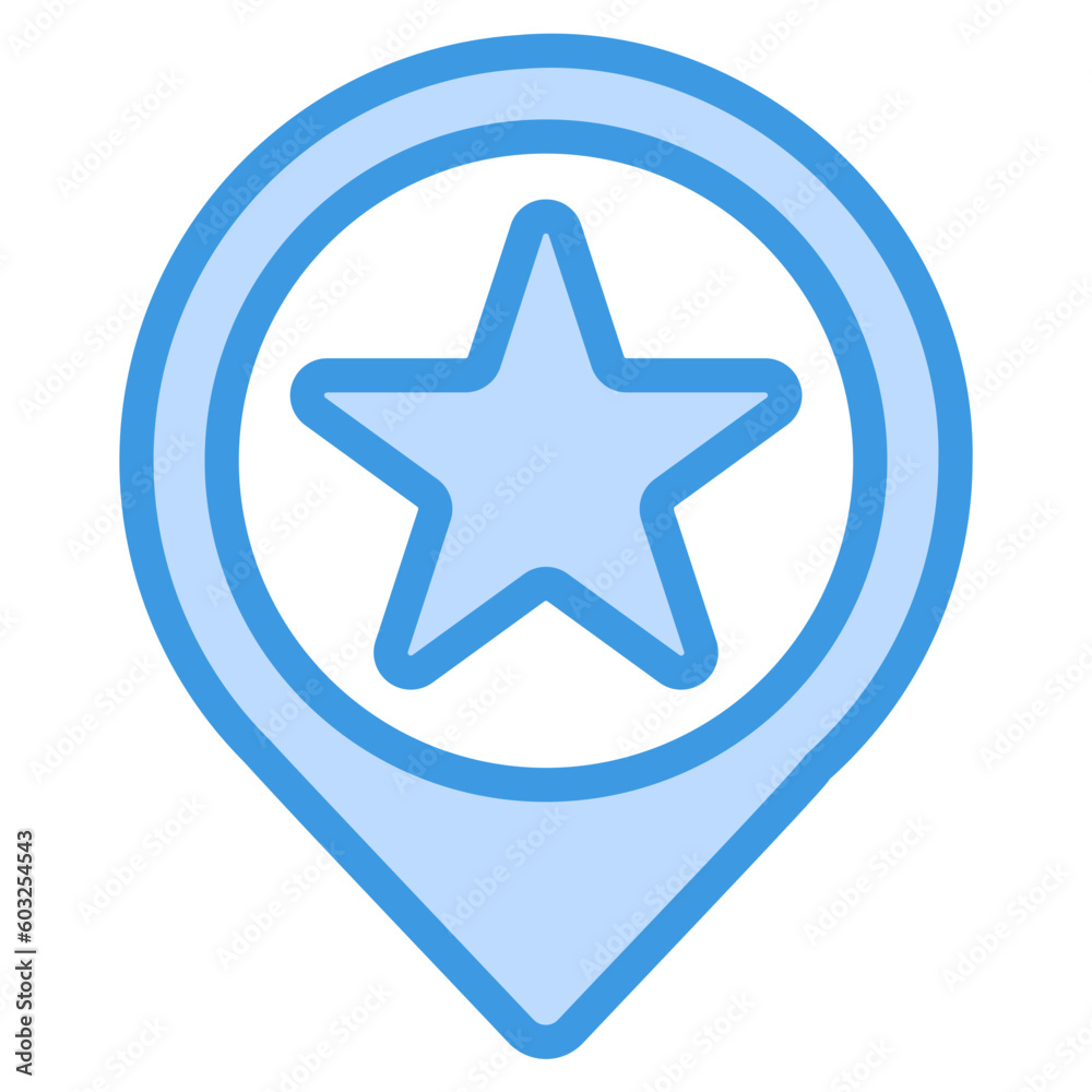 Favorite location icon in blue style, use for website mobile app presentation Favorite location icon in blue style, use for website mobile app presentation