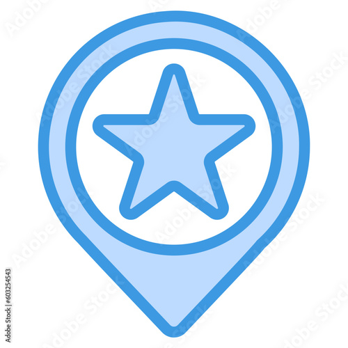 Favorite location icon in blue style, use for website mobile app presentation