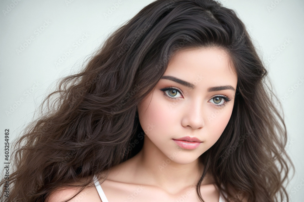 Naklejka premium Fashionable Young Woman in Trendy Clothing. Generative AI
