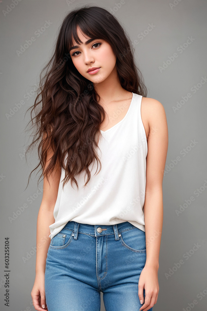 Fashionable Young Woman in Trendy Clothing. Generative AI Fashionable Young Woman in Trendy Clothing. Generative AI