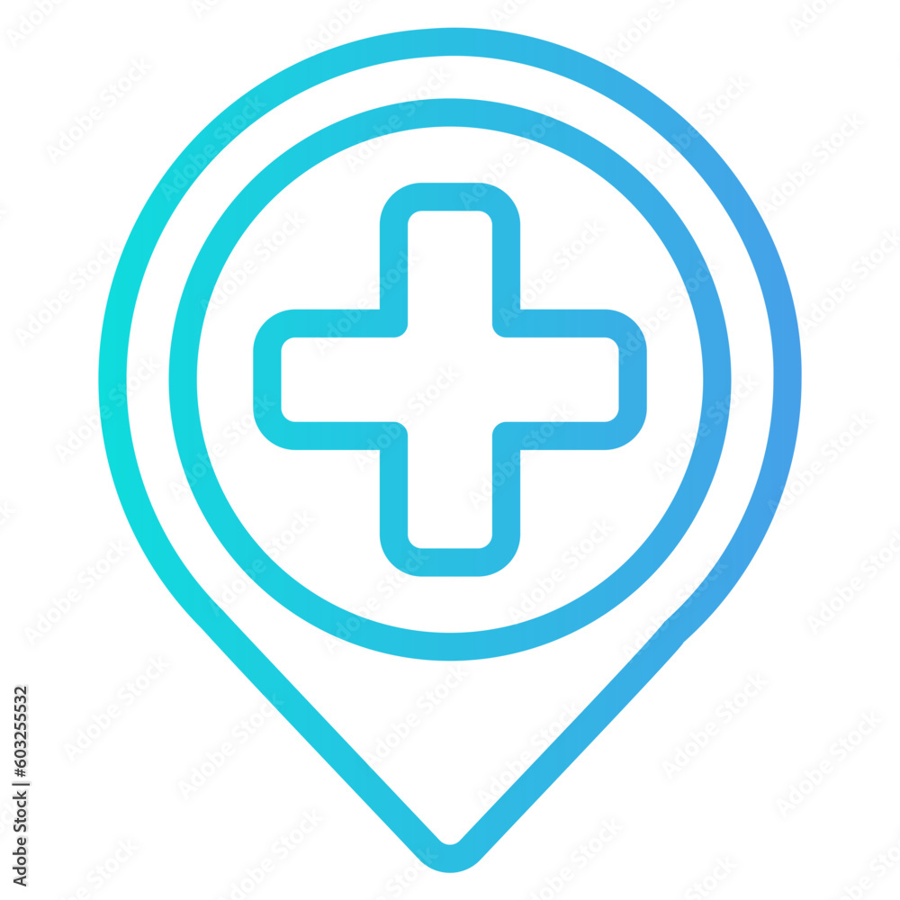 Hospital location icon in gradient style, use for website mobile app presentation Hospital location icon in gradient style, use for website mobile app presentation
