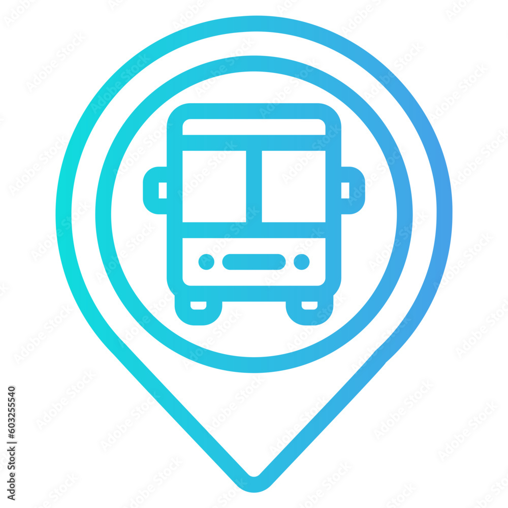 Bus station location icon in gradient style, use for website mobile app presentation Bus station location icon in gradient style, use for website mobile app presentation