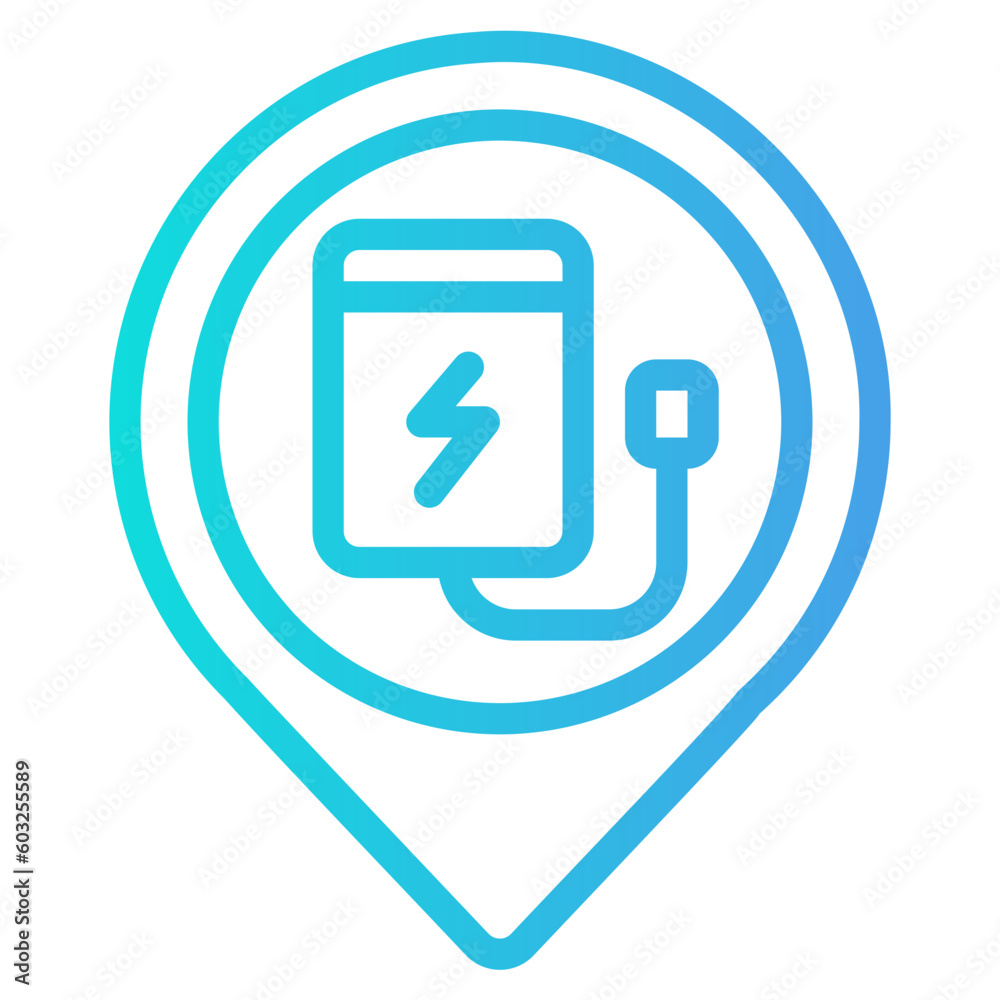 Charging location icon in gradient style, use for website mobile app presentation Charging location icon in gradient style, use for website mobile app presentation