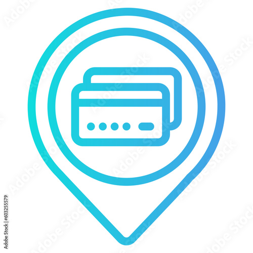 Credit card location icon in gradient style, use for website mobile app presentation
