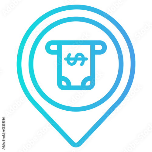 ATM location icon in gradient style, use for website mobile app presentation
