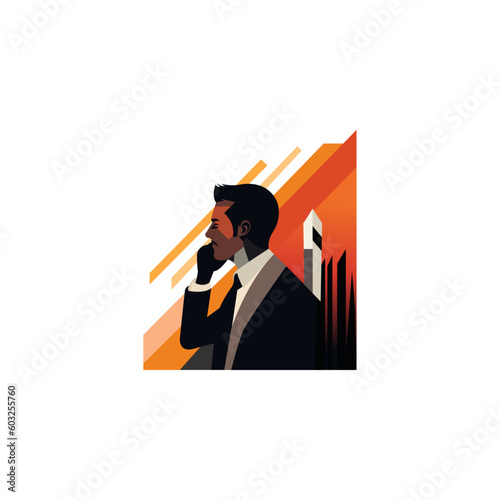 An evil man talking on phone formal clothing vector illustration art