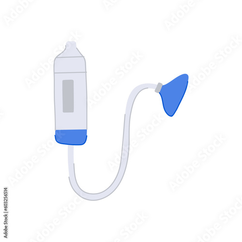 child nasal aspirator cartoon. mother suction, infant flu child nasal aspirator sign. isolated symbol vector illustration