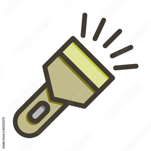 Flashlight Vector Thick Line Filled Colors Icon Design