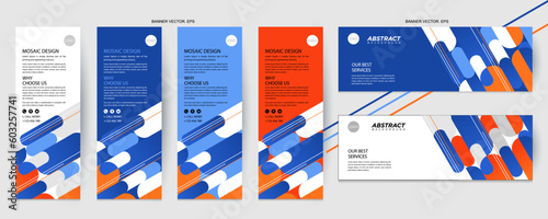 vertical ,Horizontal header web banner blue, orange, abstract banner design web template Set, Modern, background for website design, Social Media Cover ads banner, flyer, invitation card
