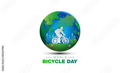 World Bicycle Day poster design. Go Green and contribute to save environment.