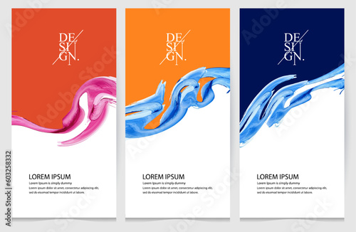 banner design, orange, blue, brush Modern abstract covers set. Cool gradient shapes composition. Usable for banner, cover, and web, cover header background for website design, Social Media, eps 10