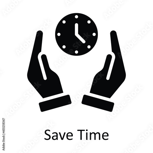 Save Time vector  Solid Icon Design illustration. Time Management Symbol on White background EPS 10 File