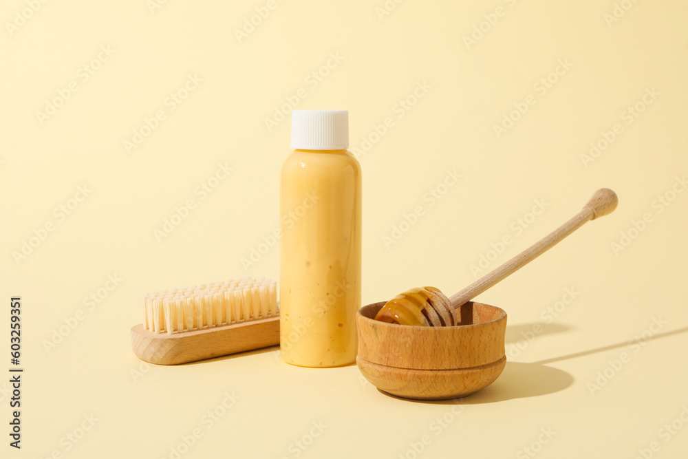 Concept of face and skin care supplies - Honey cosmetic Concept of face and skin care supplies - Honey cosmetic
