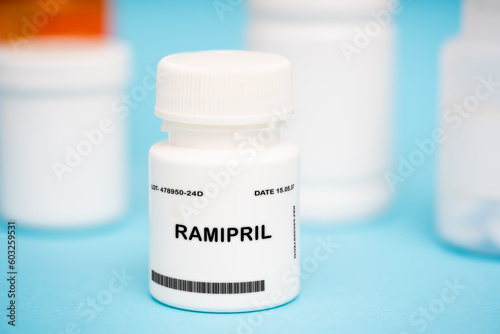Ramipril medication In plastic vial photo