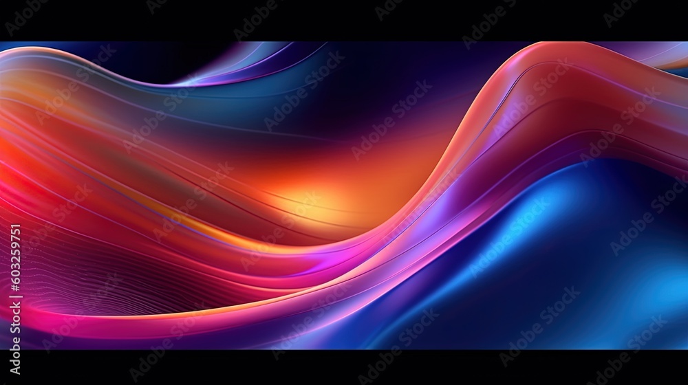 Obraz premium 3d render, abstract background with glowing waves.Generative Ai