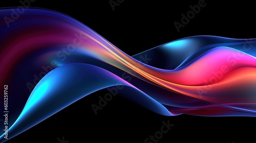 3d render, abstract background with glowing waves.Generative Ai