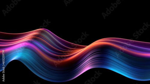 3d render, abstract background with glowing waves.Generative Ai