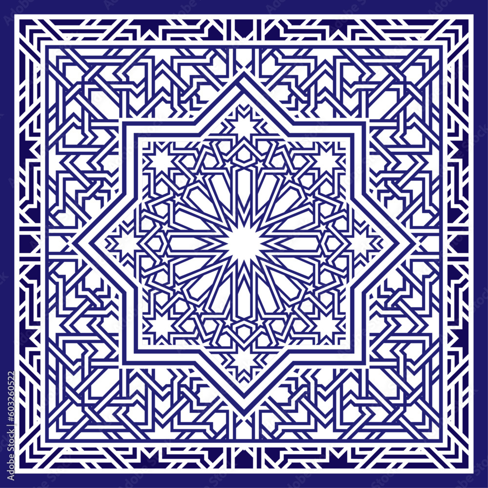 Arabic style seamless pattern with center motife moroccan vintage tile, geometric style pattern