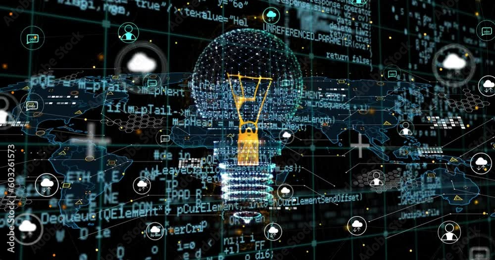 Animation of light bulb and data processing