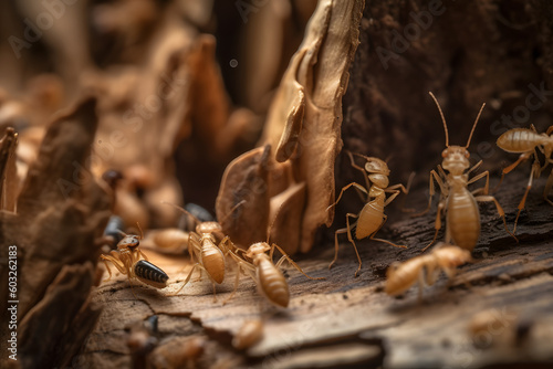 Termites in a tree. Generative AI photo