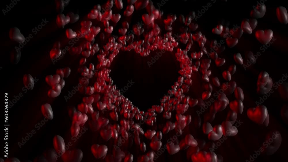 Particles Heart Background, Valentine's day background, flying abstract hearts and particles Particles Heart Background, Valentine's day background, flying abstract hearts and particles