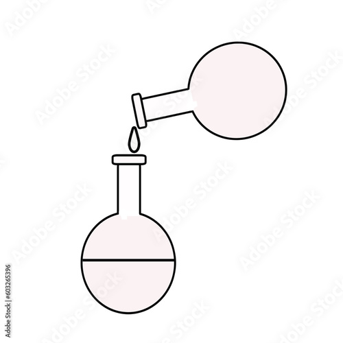 Round bottomed flask chemical glassware lab icon. Laboratory icon design for chemistry, laboratory, science, biotechnology concepts.