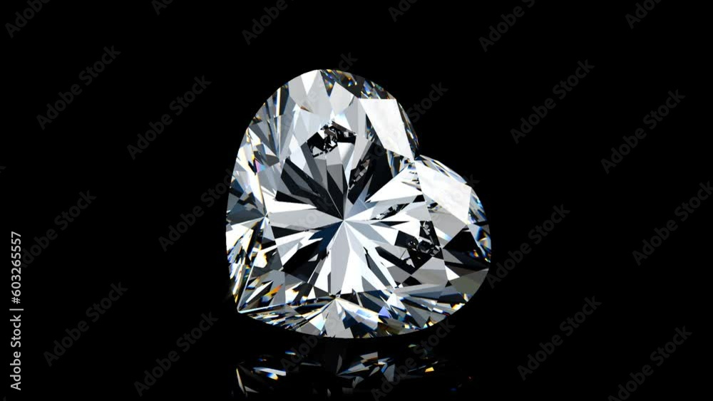 custom made wallpaper toronto digitalHeart cut diamond rotating on black glossy background. Seamless loop 3d animation