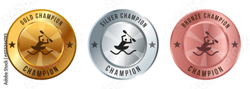 Rowing race paddling people nautical sport competition award gold silver bronze color medal