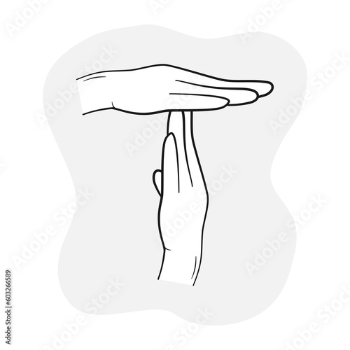 Hands in a position to indicate timeout sign. Vector illustration isolated on gray background. photo
