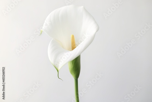 White calla lily flower isolated on white background, soft edges and blurred details