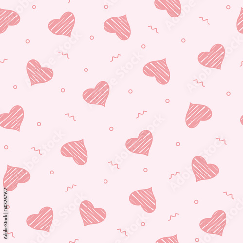 hand drawn heart seamless pattern vector, abstract heart shape background